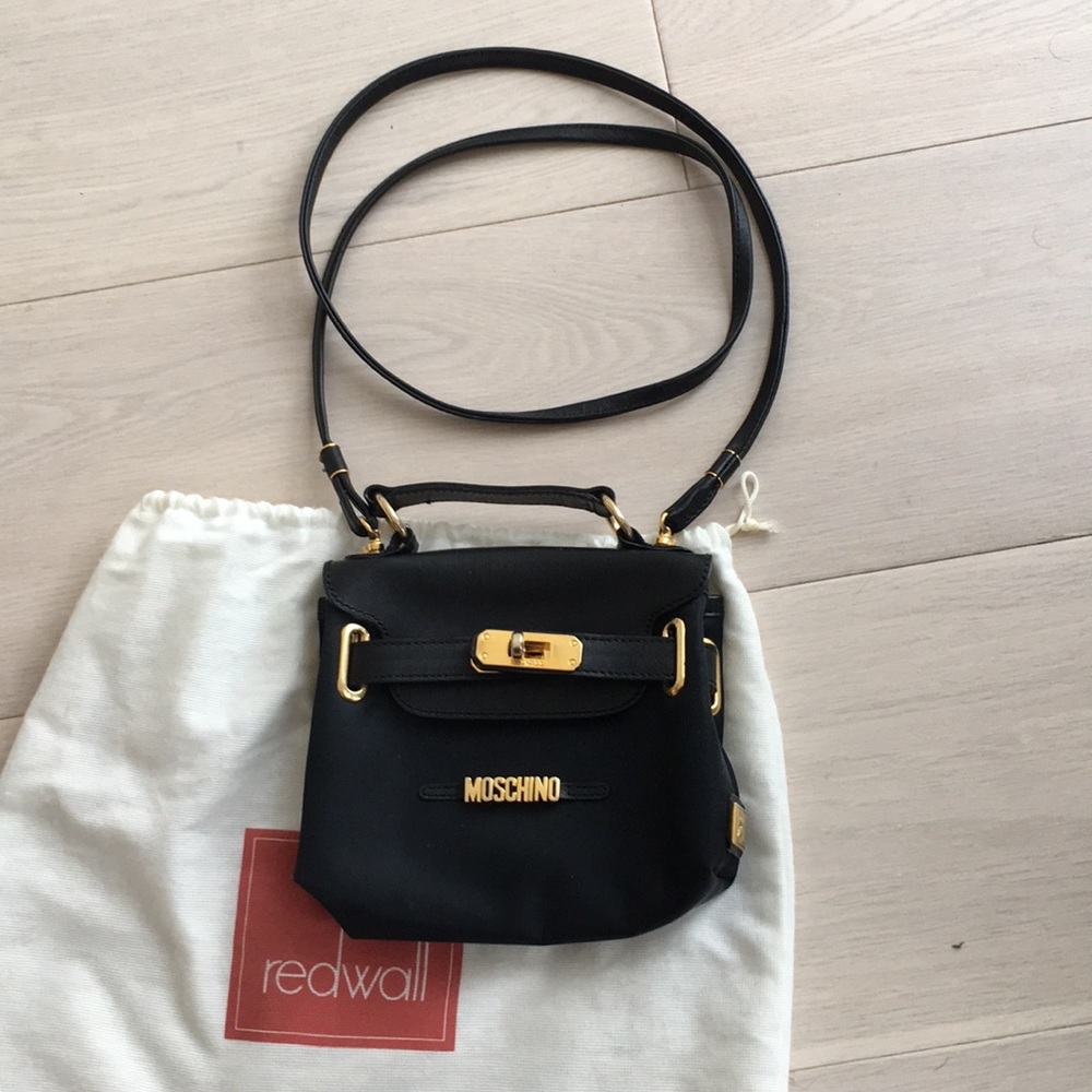 Moschino cross body/belt bag with goldtone logo